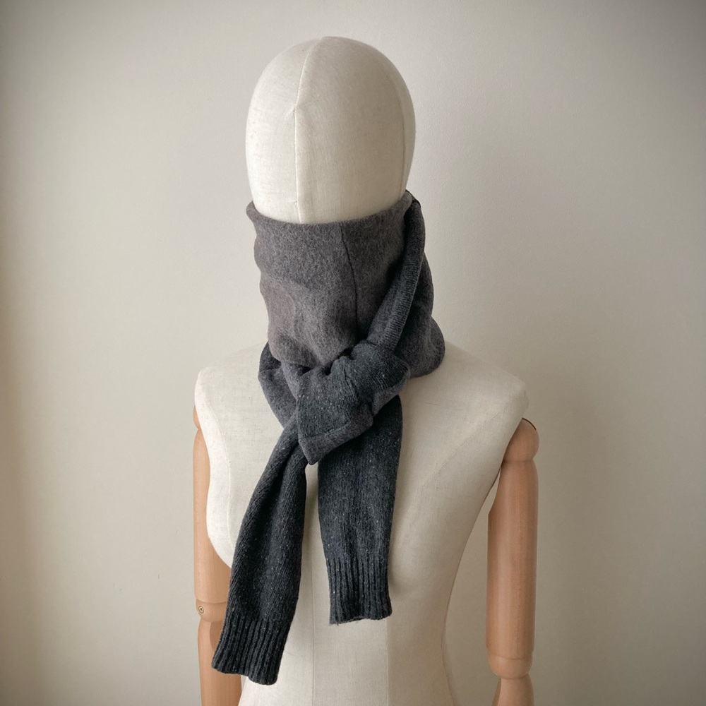 joodito 100% wool sweater wrap scarf japanese boro patchwork muffler winter gray - Picture 5 of 12